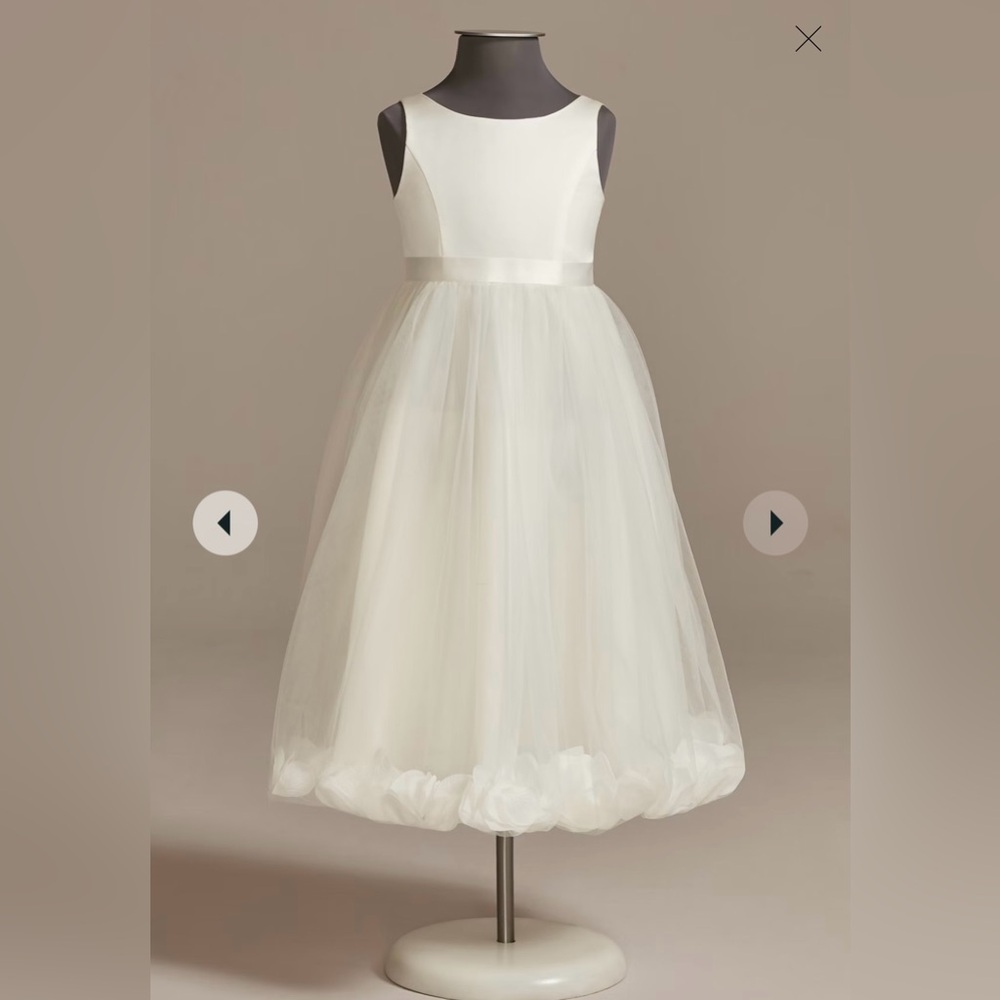 Satin Tulle Flower Girl Dress with Colored Petals